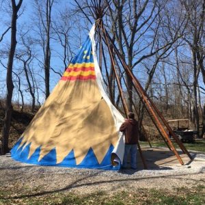 Setting up a new Tipi in Hocking Hills Ohio